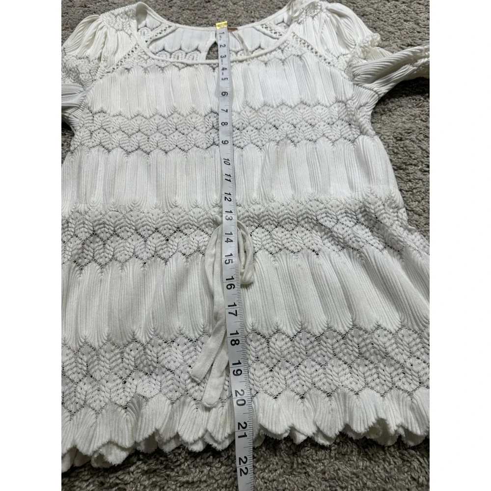 Free People Boho Lace Pattern Floral Art‎ Deco Blouse Whimsical Cottagecore XS
